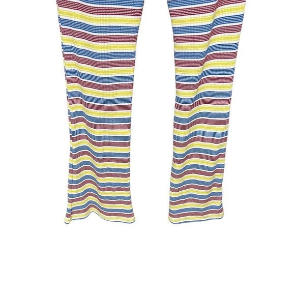 Zara Rib Texture Striped Pull On Flared Bell Bottom Pants Multicolor Size Large - Picture 5 of 12